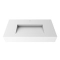 Castello Usa Pyramid 36” Solid Surface Wall-Mounted Bathroom Sink in White CB-GM-2053-36-W